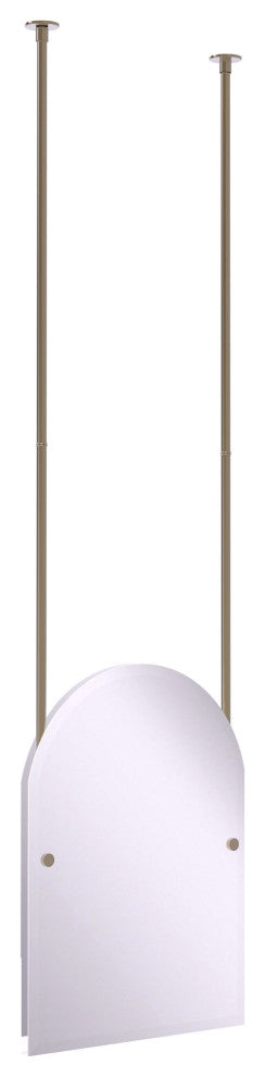 Frameless Arched Top Ceiling Hung Mirror, Antique Pewter