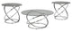 Benzara BM190116 Glass Top Table Set with Metal Rings Base, Clear and Silver