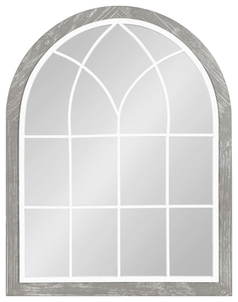 Nola Framed Windowpane Arch Mirror, Gray 22x28