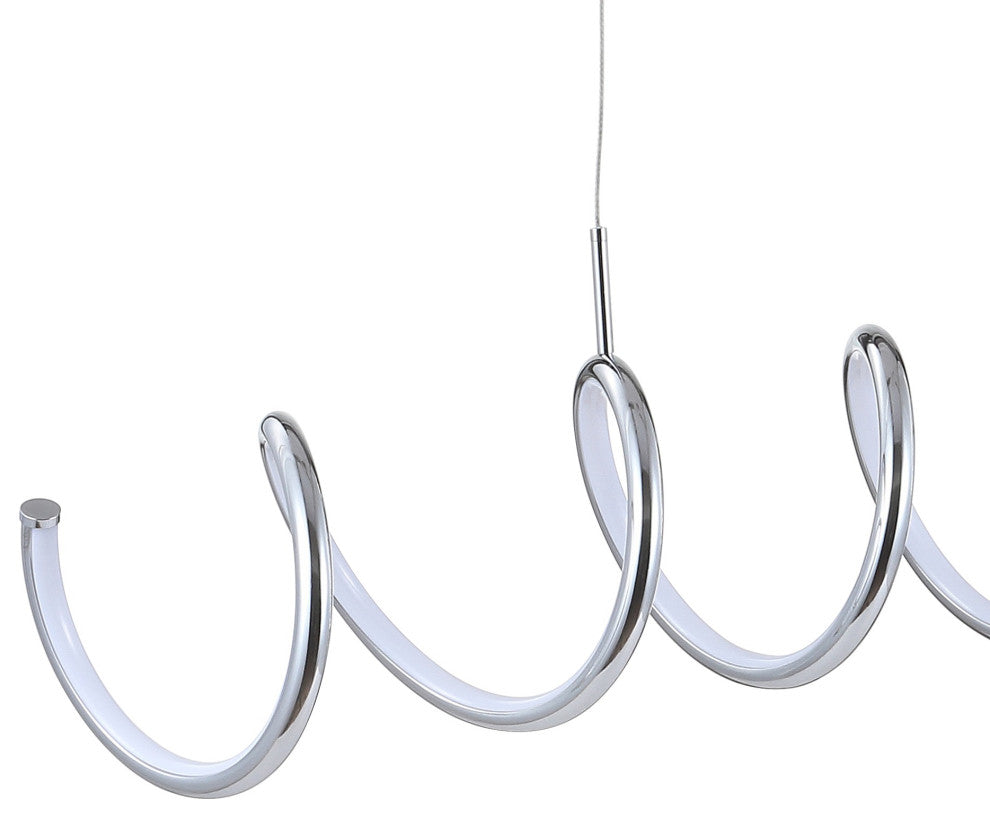 Ali 31" Dimmable Adjustable Integrated LED Metal Linear Pendant, Chrome