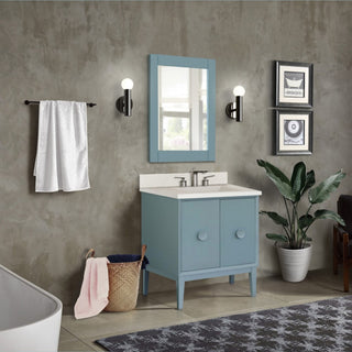 31" Single Vanity, Aqua Blue Finish With Gray Concrete Top