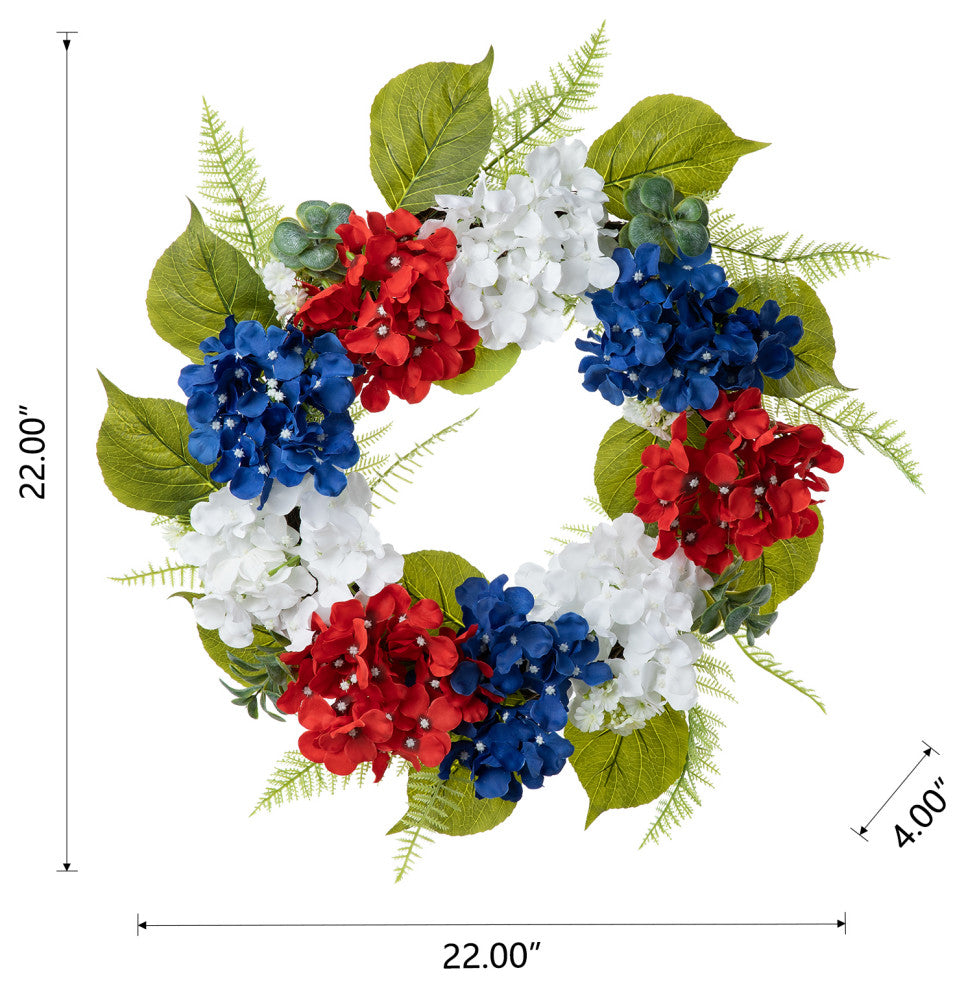 22"D Patriotic/Americana Hydrangea Wreath