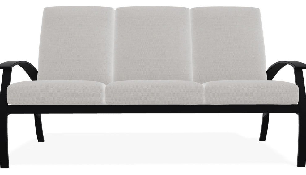 Belle Isle Cushion 3-Seat Outdoor Sofa, Tabloid Cloud/Black