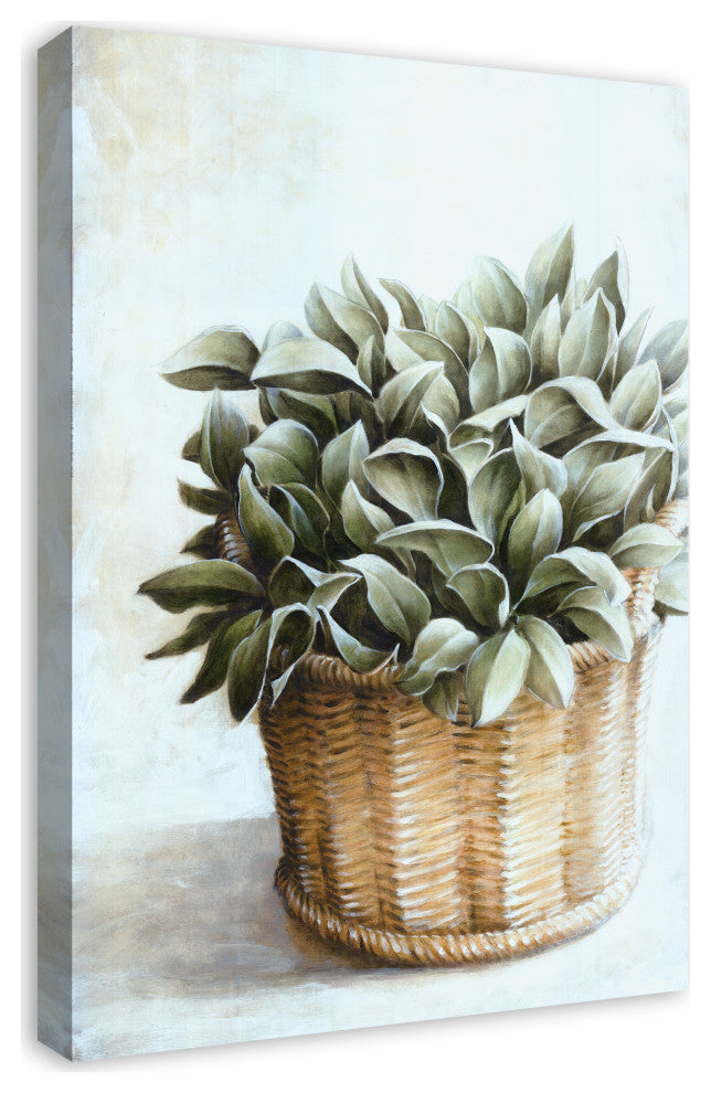 Greenery, Basket Painting 20x30 Canvas Wall Art
