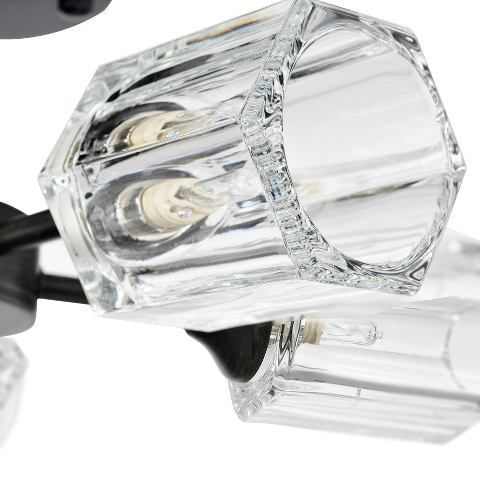 Ruby 5-Light Clear Glass Shades Flush Mount, Antique Black Finish