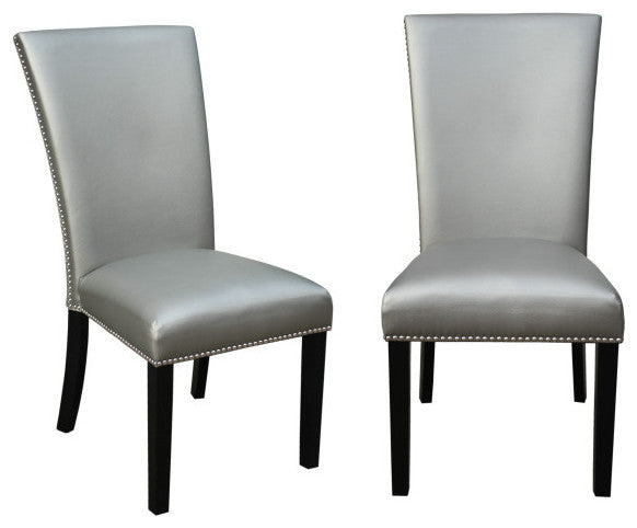 Camila Black Dining Chair, Set of 2, Silver