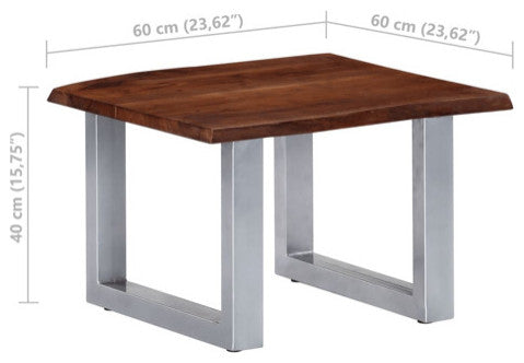 vidaXL Coffee Table End Table with Live Edges for Living Room Solid Wood Acacia