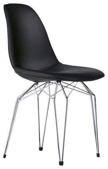 Diamond Pop Chair, Black Leather, White Powder Coated