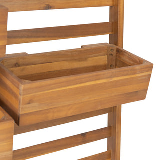 Pineview Outdoor Customizable Acacia Wood Plant Stand, Teak