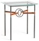 Equus Side Table, Dark Smoke Finish, Black Accents, Chestnut Leather Strap