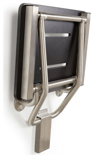 Folding Wall Mount Shower Seat Bench, ADA Compliant, Matte Black, 28"