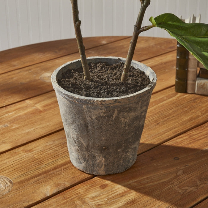 Large Fiddle Leaf Fig Tree Faux Floral Plant Big Leaves Fruit 43 in Rustic Pot