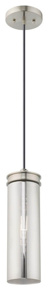 Livex Art Glass 1 Light 5" Pendant Brushed Nickel
