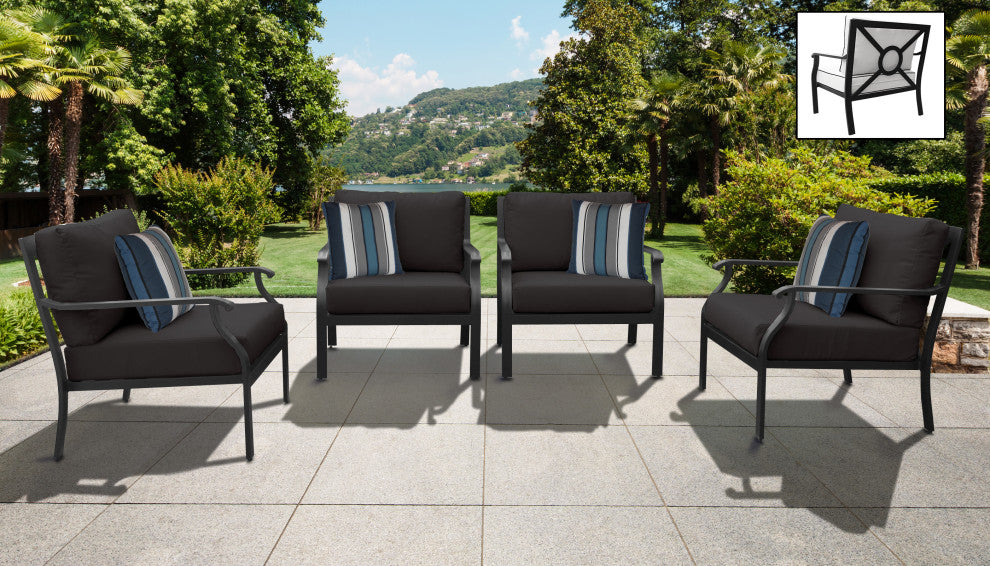 kathy ireland Madison Ave. 4 Piece Aluminum Patio Furniture Set 04g, Onyx