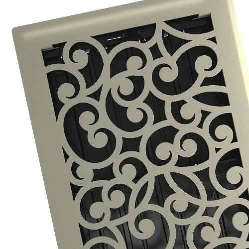 Wonderland Floor Register, Satin Nickel, 6x10