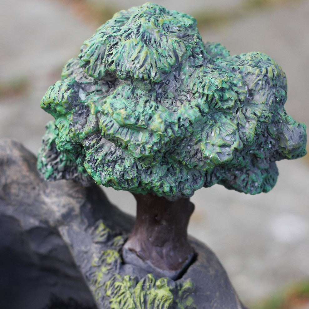 Solar LED Lighted Mushrooms By Waterfall Outdoor Patio Garden Water Fountain
