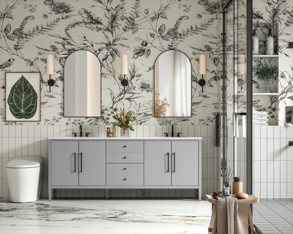 Home Living 84" Double Bathroom Vanity, Grey