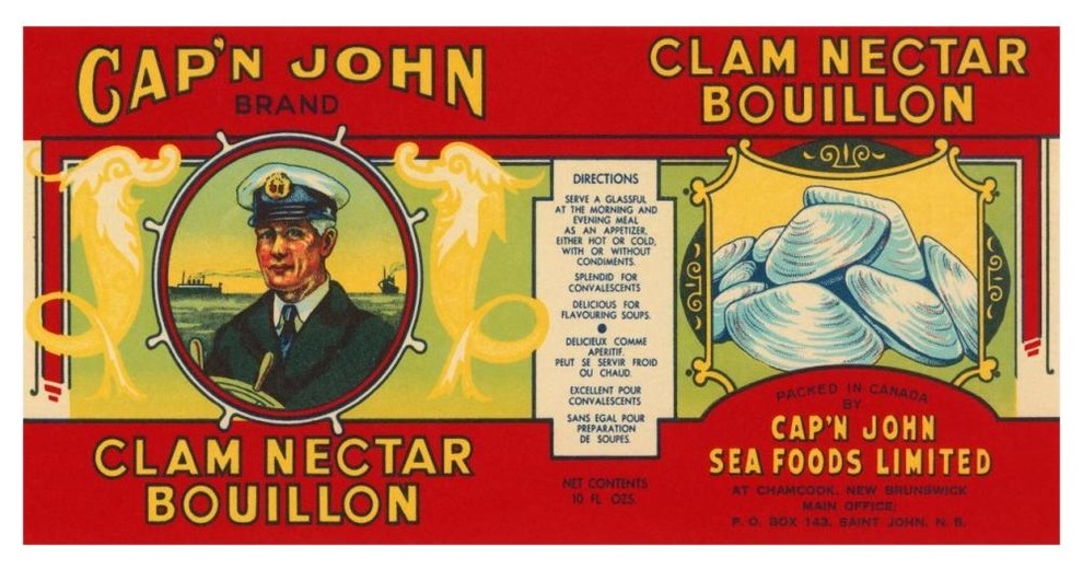 "Cap'n John Brand Clam Nectar Bouillon" Print by Retrolabel, 46"x24"