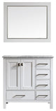 Gela Single Vanity, White, 36", With Mirror
