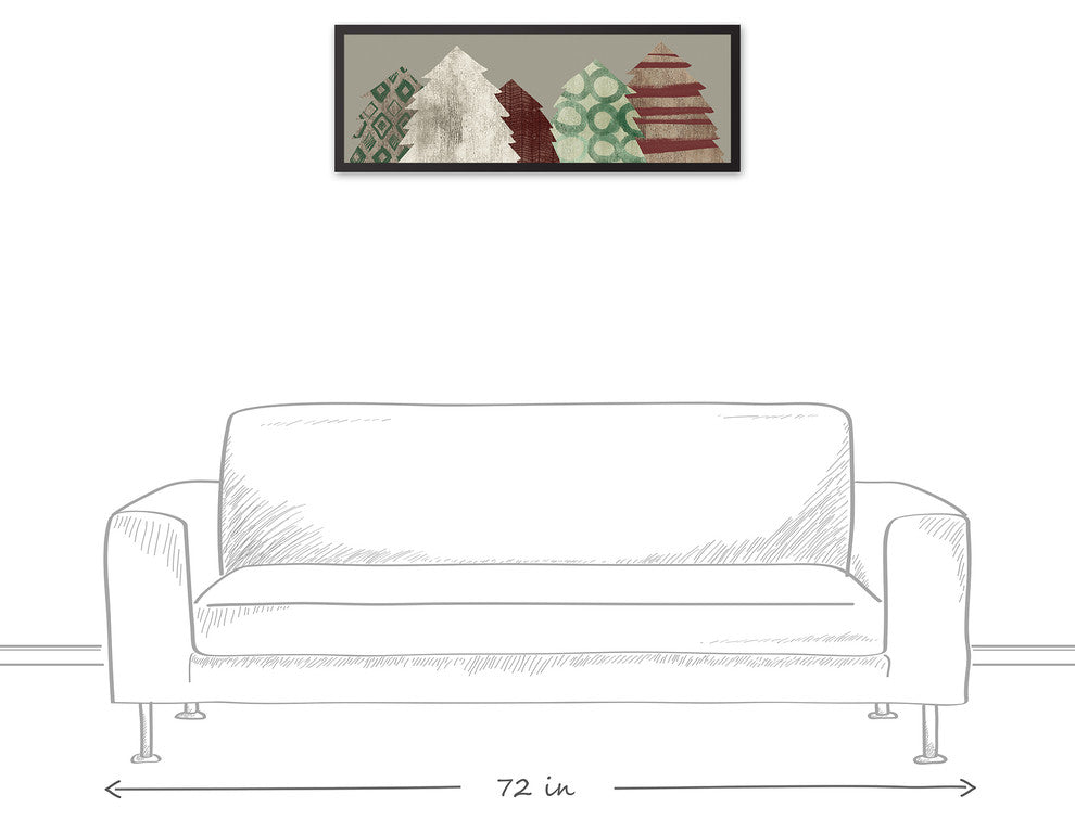 Patterned Christmas Trees 12x36 Black Framed Canvas