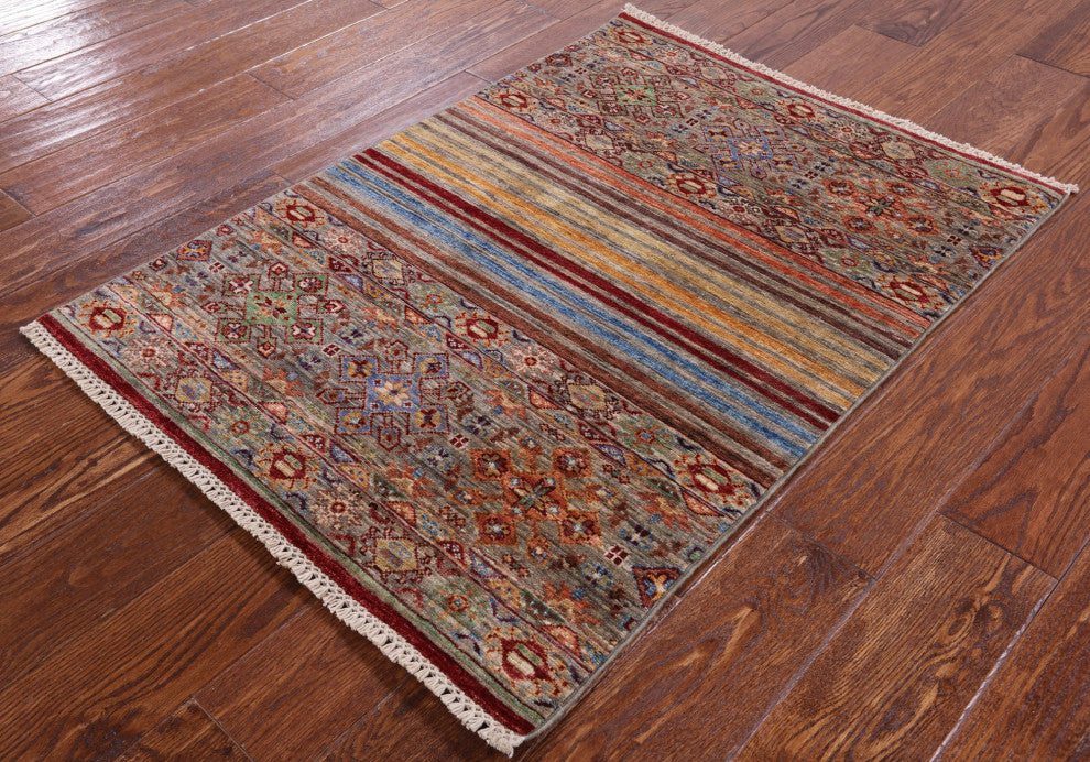2' 8" X 3' 8" Super Kazak Khorjin Hand Knotted Wool Rug Q7589