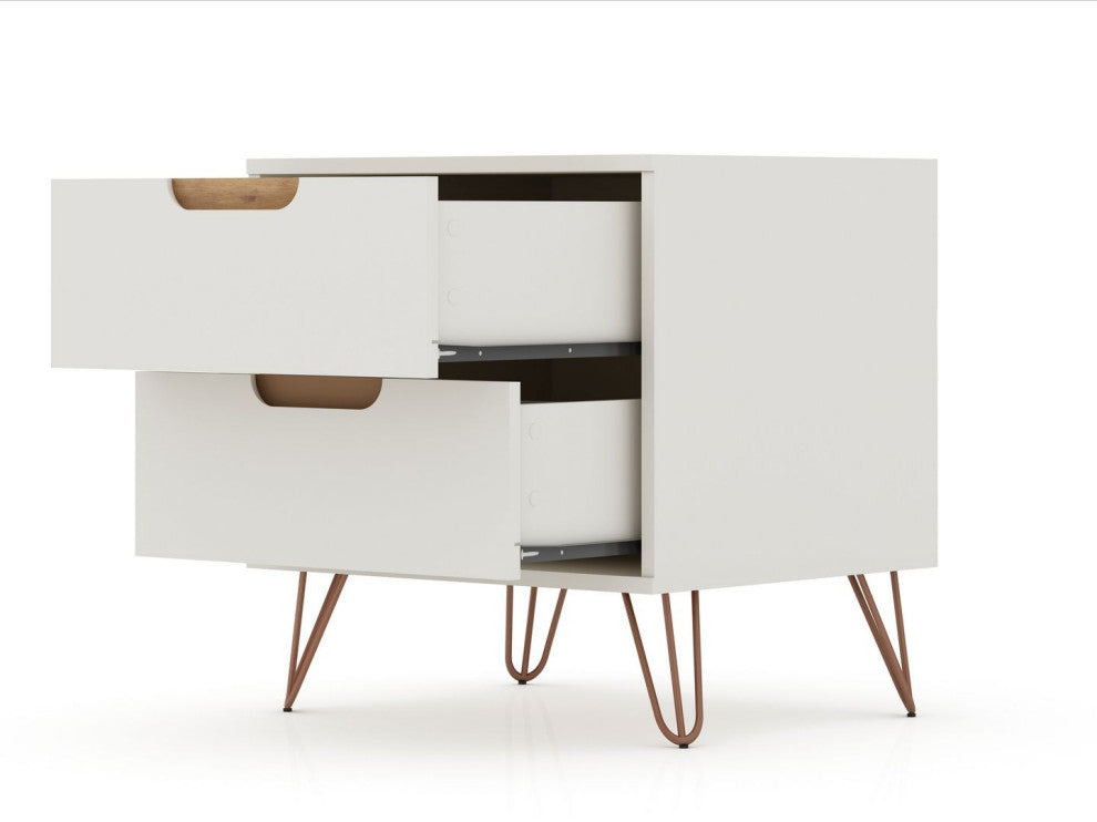 Rockefeller 2.0 Nightstand, Off White and Nature