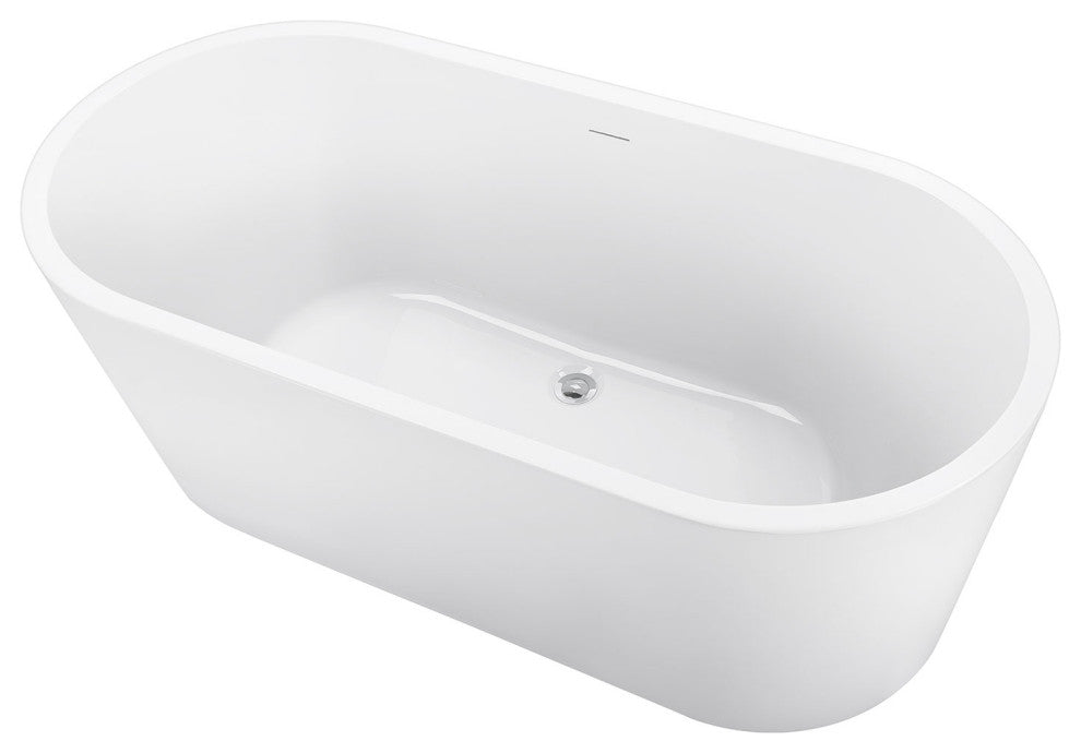 59" Acrylic Roll-Top Flatbottom Non-Whirlpool Bathtub, White