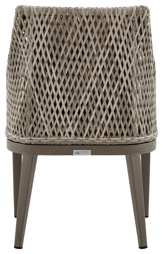Grenada Outdoor Wicker and Aluminum Gray and Beige Dining Chair Set of 2