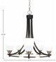 Paramount 5-Light Chandelier, Matte Black & Brushed Nickel, 4.5" White Muslin