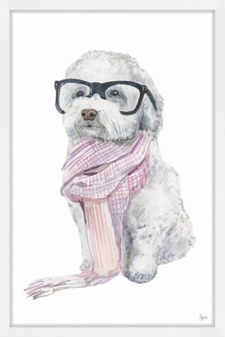 "Parisian Dog" Framed Painting Print, 12"x18"