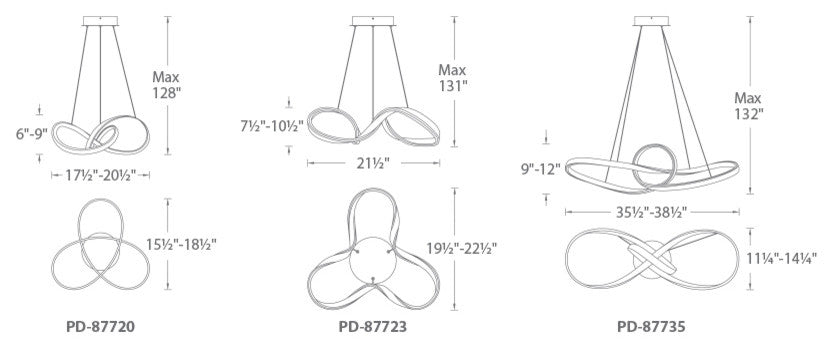 WAC Lighting Vornado 35in LED Chandelier in Chrome