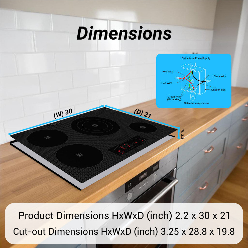 30" Electric Ceramic-Induction 4 Burner Cooktop