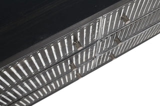 Sarah 6 Drawer Chest, Mango Solid Wood Antique Brown Finish on Iron Base