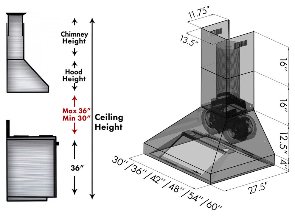 ZLINE 48 in. Remote Blower Wall Mount Range Hood, Stainless Steel, 697-RD-48
