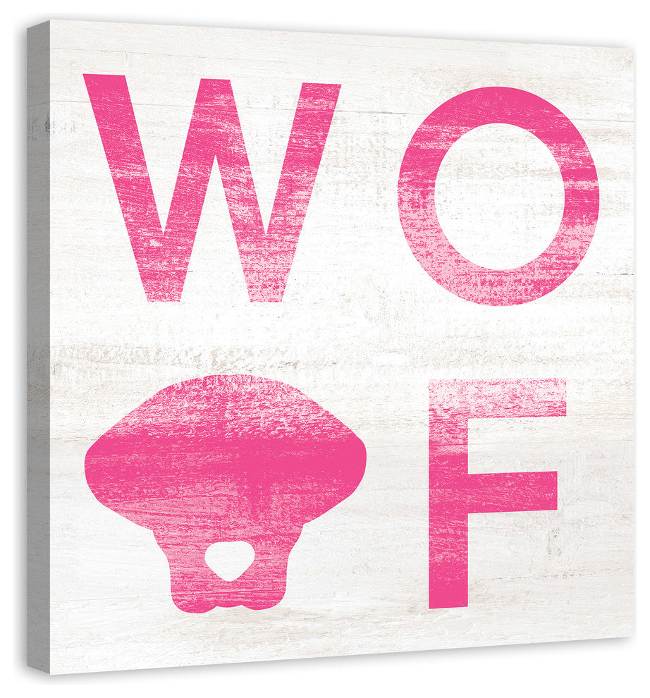 Designs Direct Creative Group Woof Distressed Pink 36x36 Canvas Wall Art