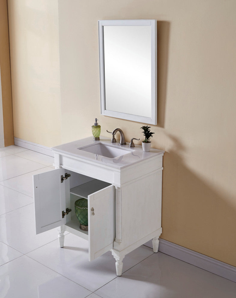 Lewis 30" Single Bathroom Vanity Set, Antique White
