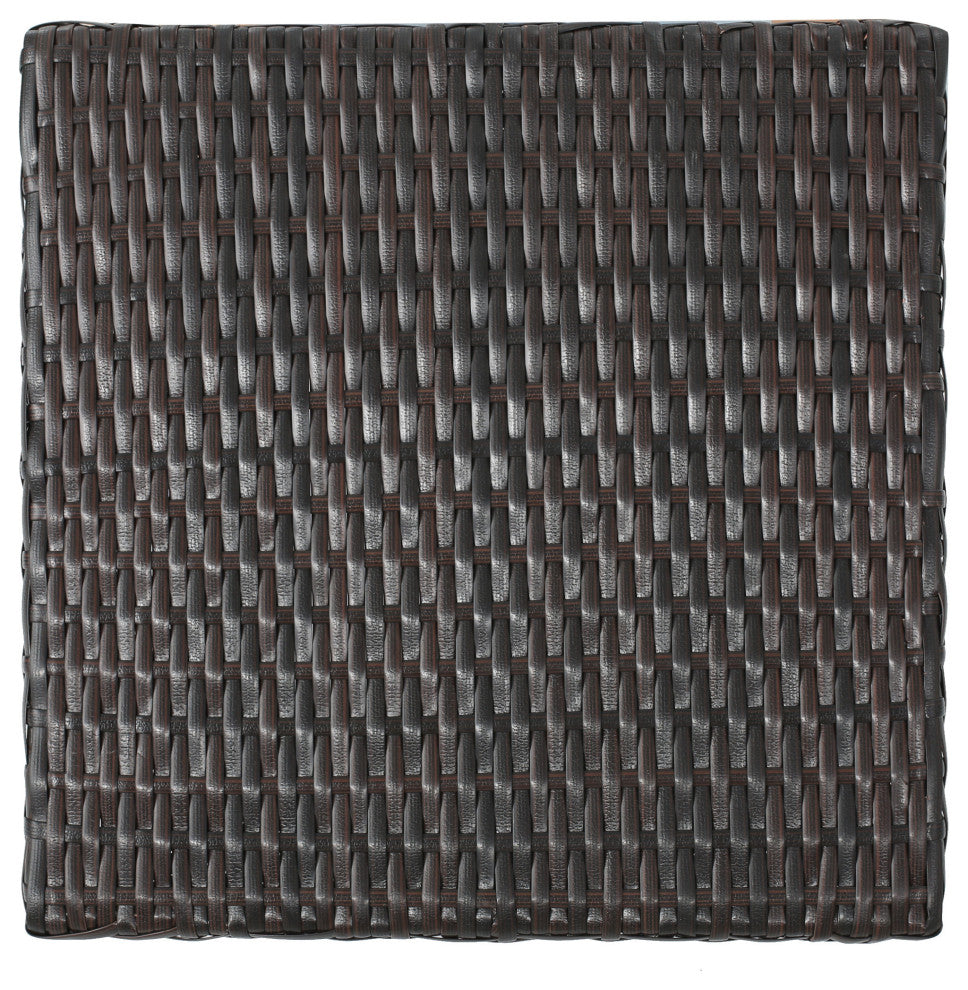 GDF Studio Frances Outdoor 16" Multi-Brown Wicker Square Side Table