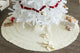 Felted Wool Poinsettia Button Tree Skirt White