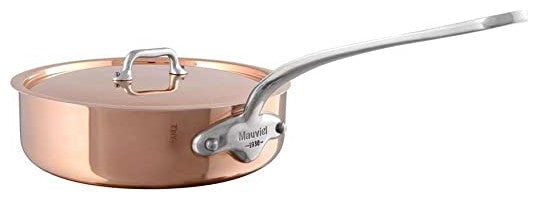 Mauviel M''150 S Copper Saute Pan, Lid and Cast Stainless Steel Handle, 3.4 Qt