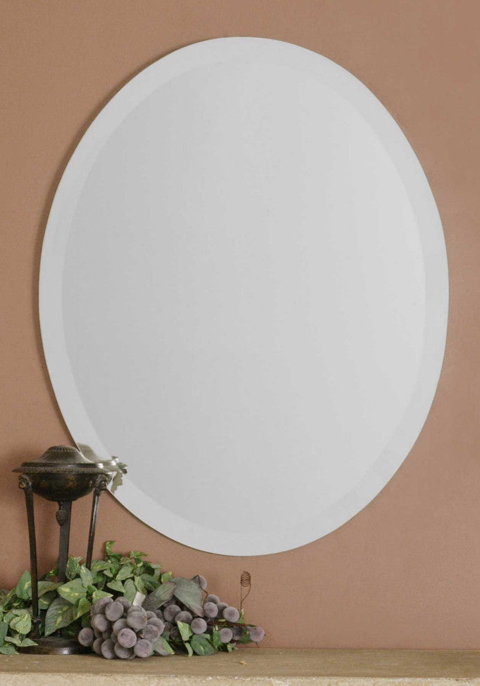 Uttermost 19580 B 22" W x 28" H Oval Frameless Bathroom Mirror - Mirrored