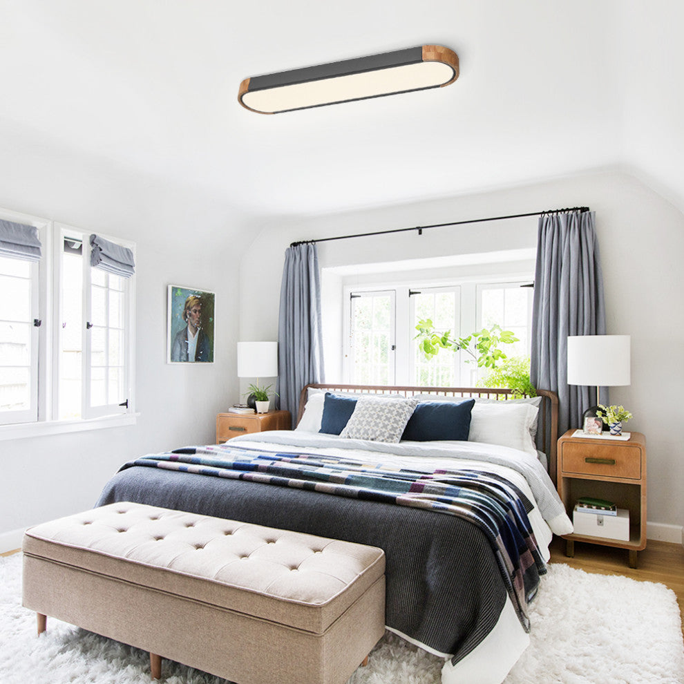 Simple Oval Dimmable LED Flush Mount, Gray, Warm White Light