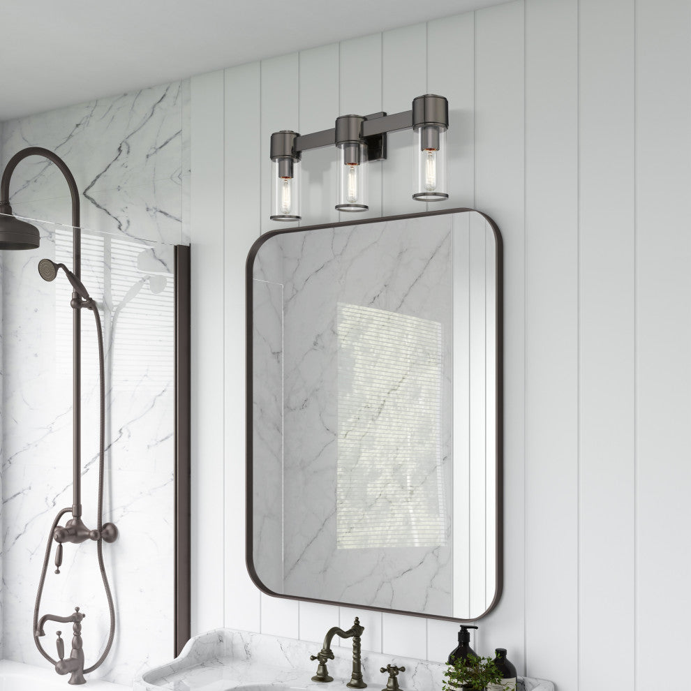 Livex Lighting Quincy 3-Light Black Chrome Vanity Sconce