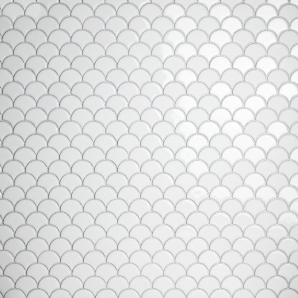 Expressions Scallop White Glass Floor and Wall Tile