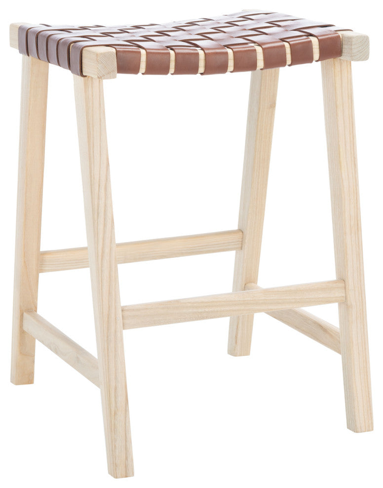 Safavieh Abreu Rectangle Counter Stool, Cognac / Light Natural