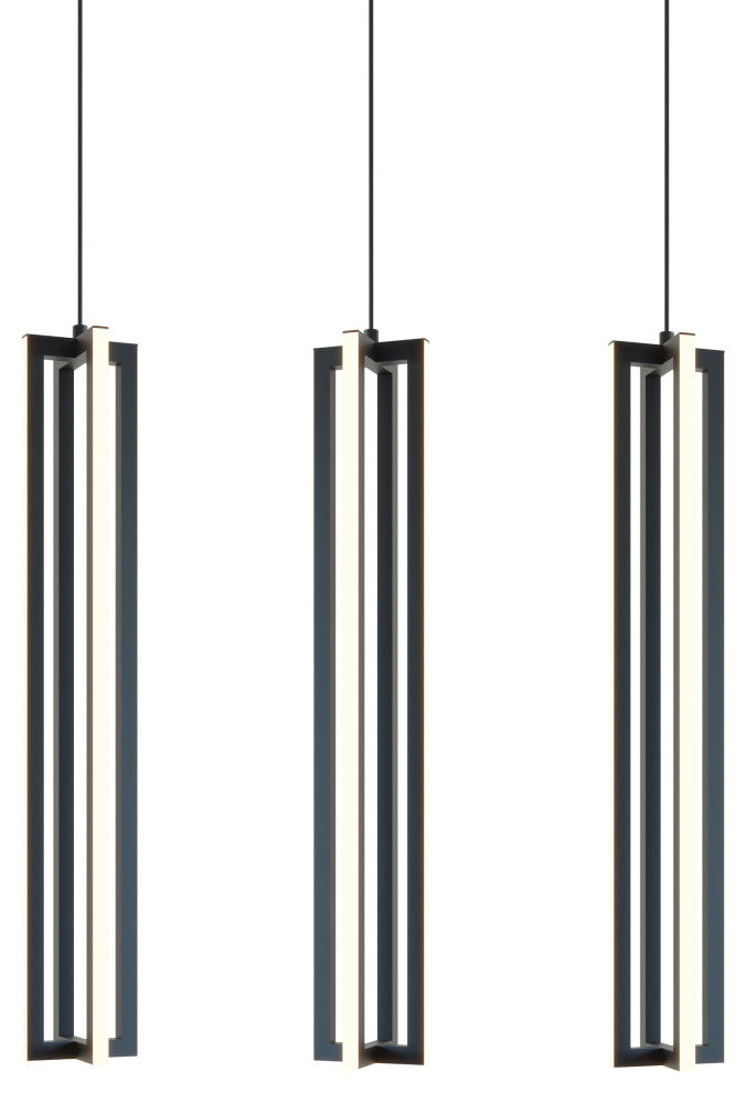 Cass 3 Light Small Linear Pendant, Black
