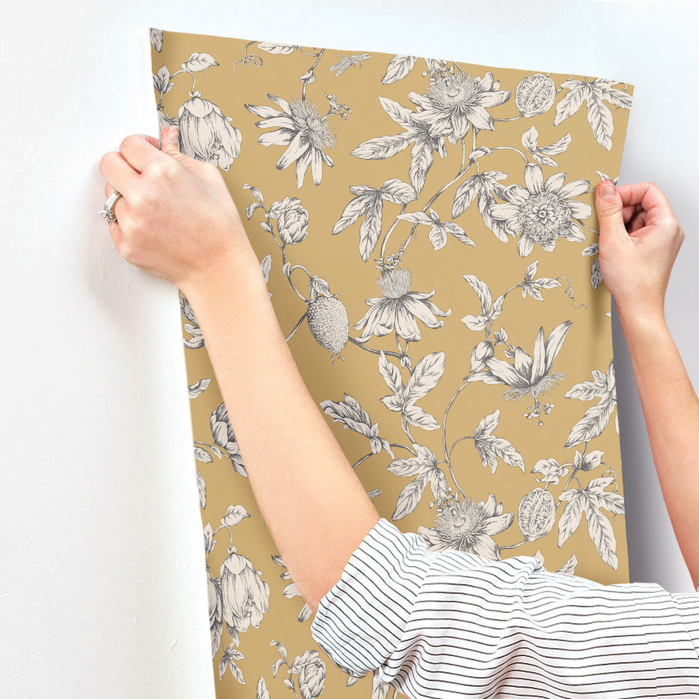 Passion Flower Toile Harvest Wallpaper