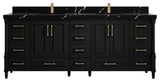 Aberdeen 84 Double Sink Bath Vanity In Black 2" Calacatta Black