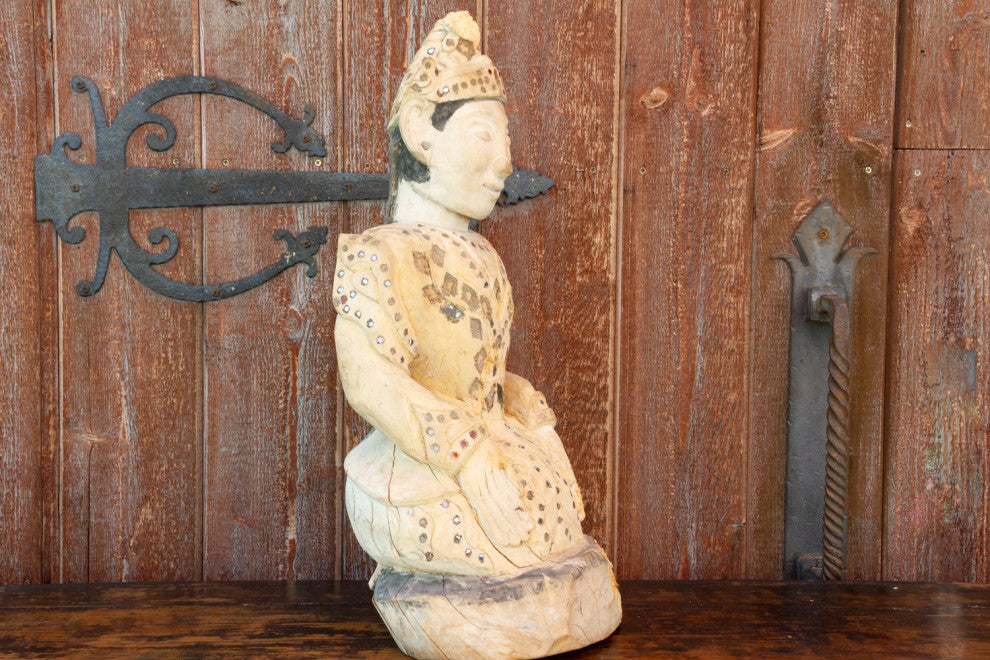 Antique Rangoon Bleached Kneeling Buddha