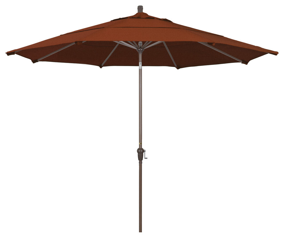 11' Champagne Auto-Tilt Crank Aluminum Umbrella, Black Olefin