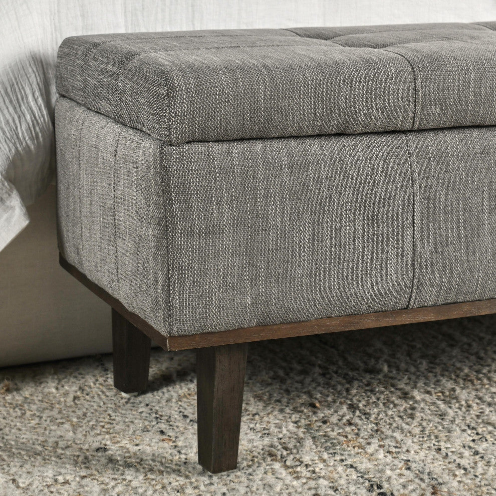Louise Tufted Storage Bench 54", 17Hx54Wx15D, Gray